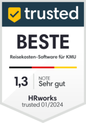 von trusted mit Note 1,3 bewertet: HR WORKS ist beste Reisekosten-Software für KMU